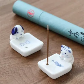 Adorable Puppy and Kitty Incense Holder