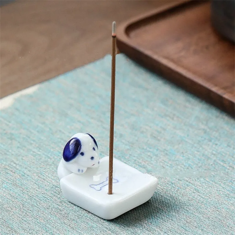 Adorable Puppy and Kitty Incense Holder