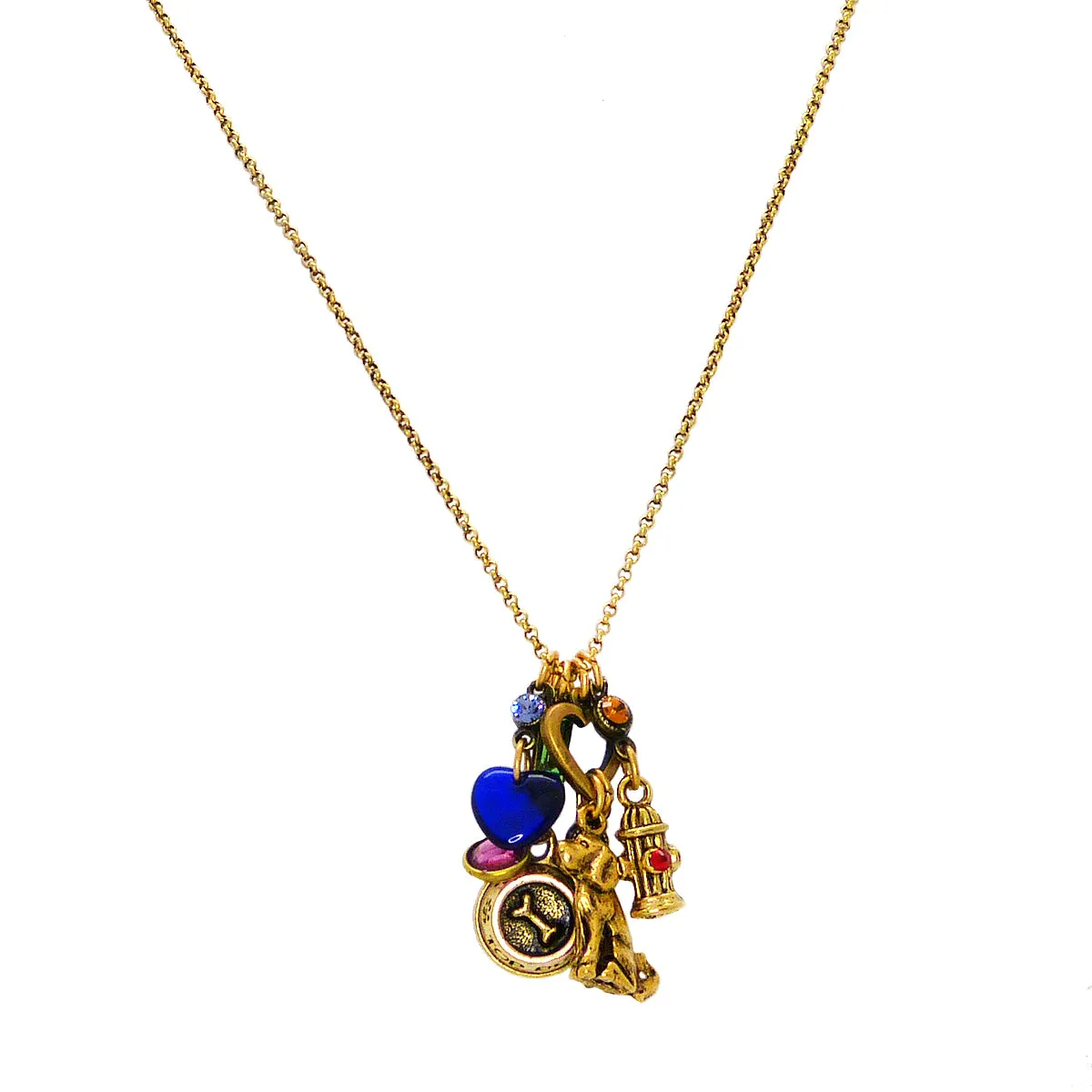 Anne Koplik My Dog, Fire Hydrant, Bowl, Heart Charm Pendant Necklace Swarovski Crystals NKJ104DOG