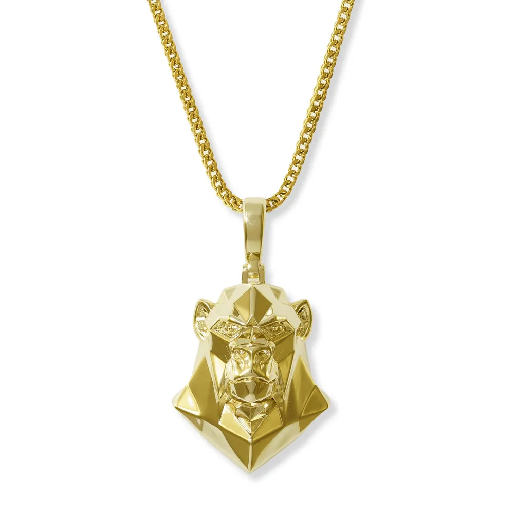 Ape Head Necklace Pendant & Rope Chain