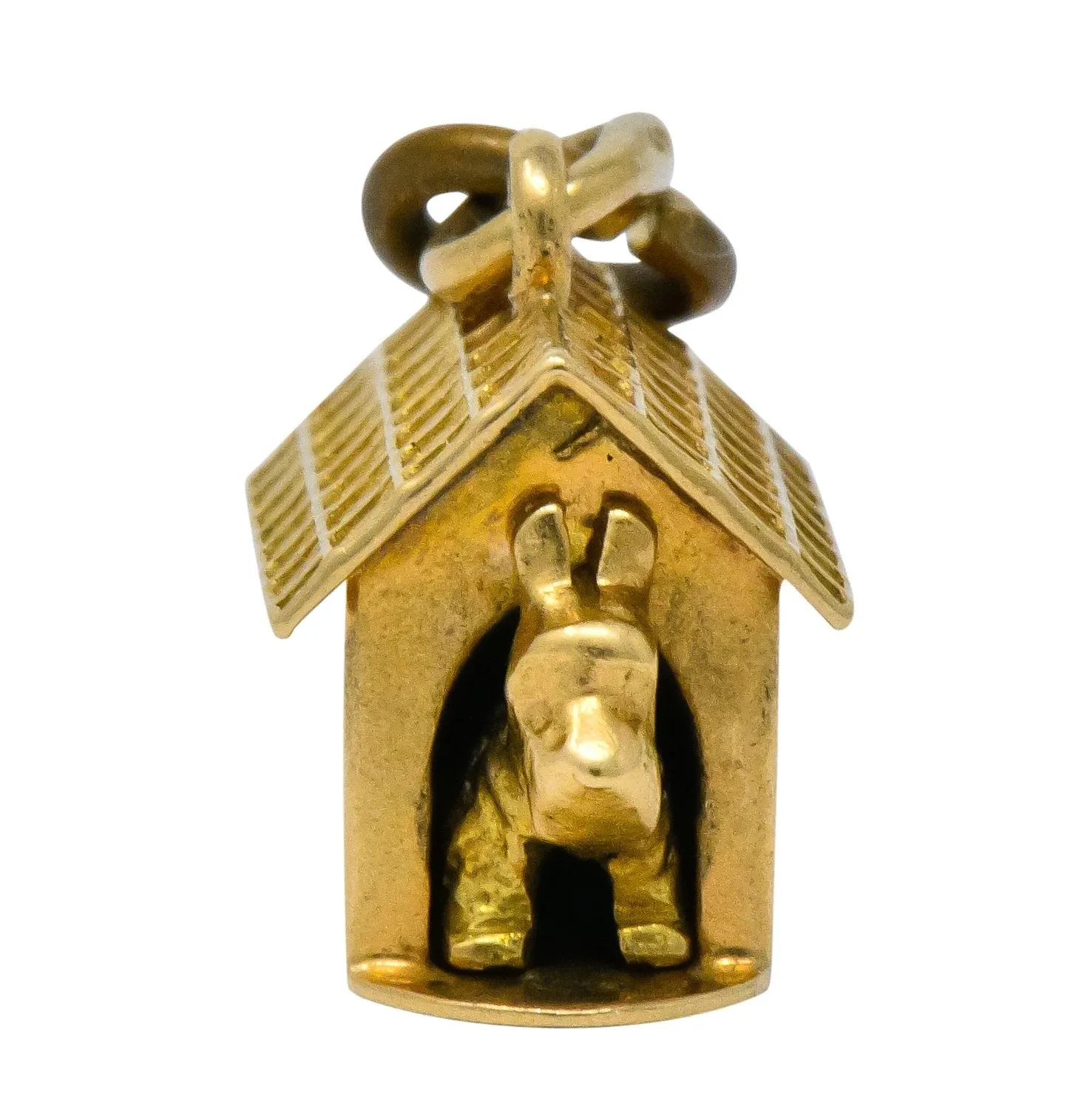 Art Nouveau 14 Karat Gold Articulated Scottish Terrier Dog House Charm