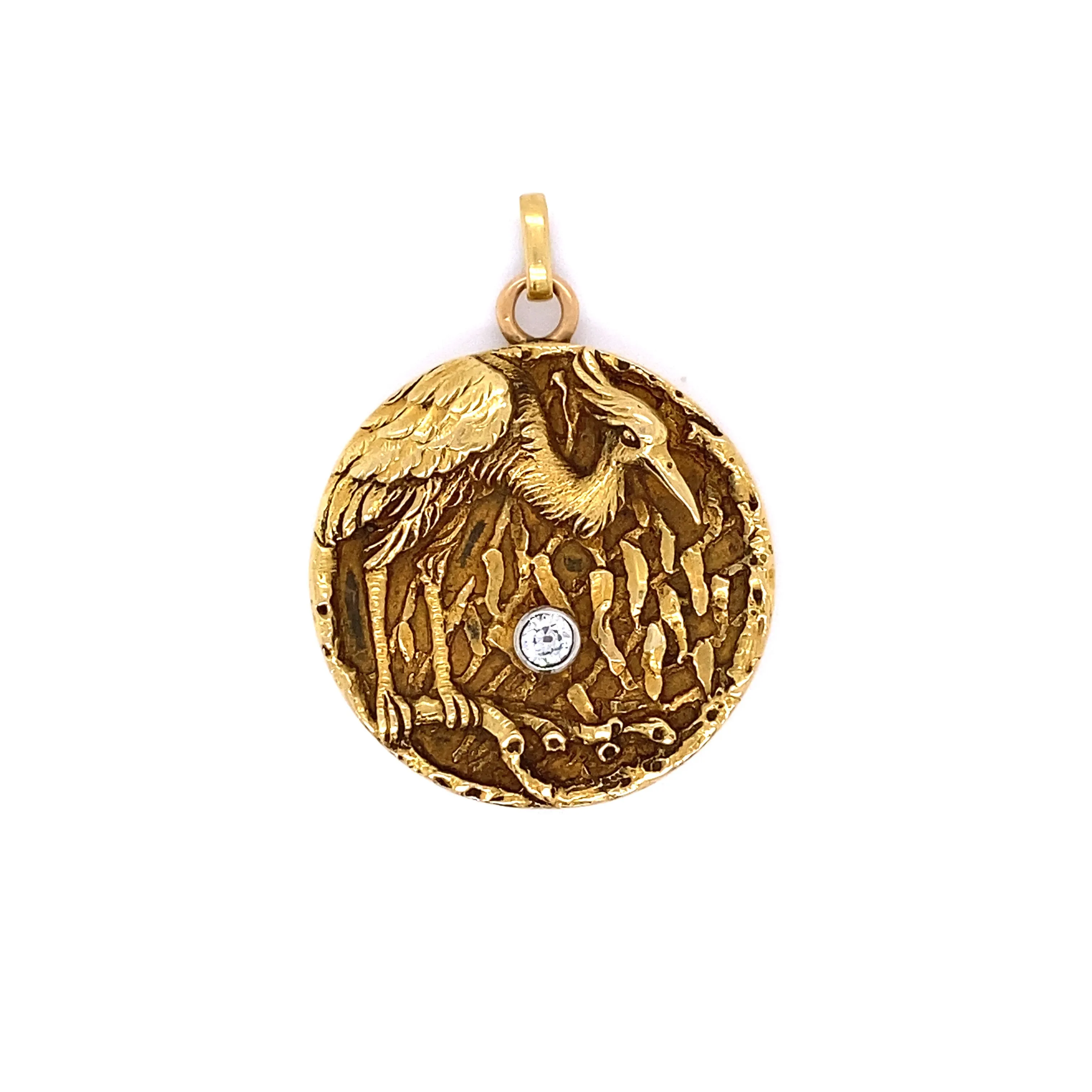 Art Nouveau Bird 0.15ct Diamond Locket