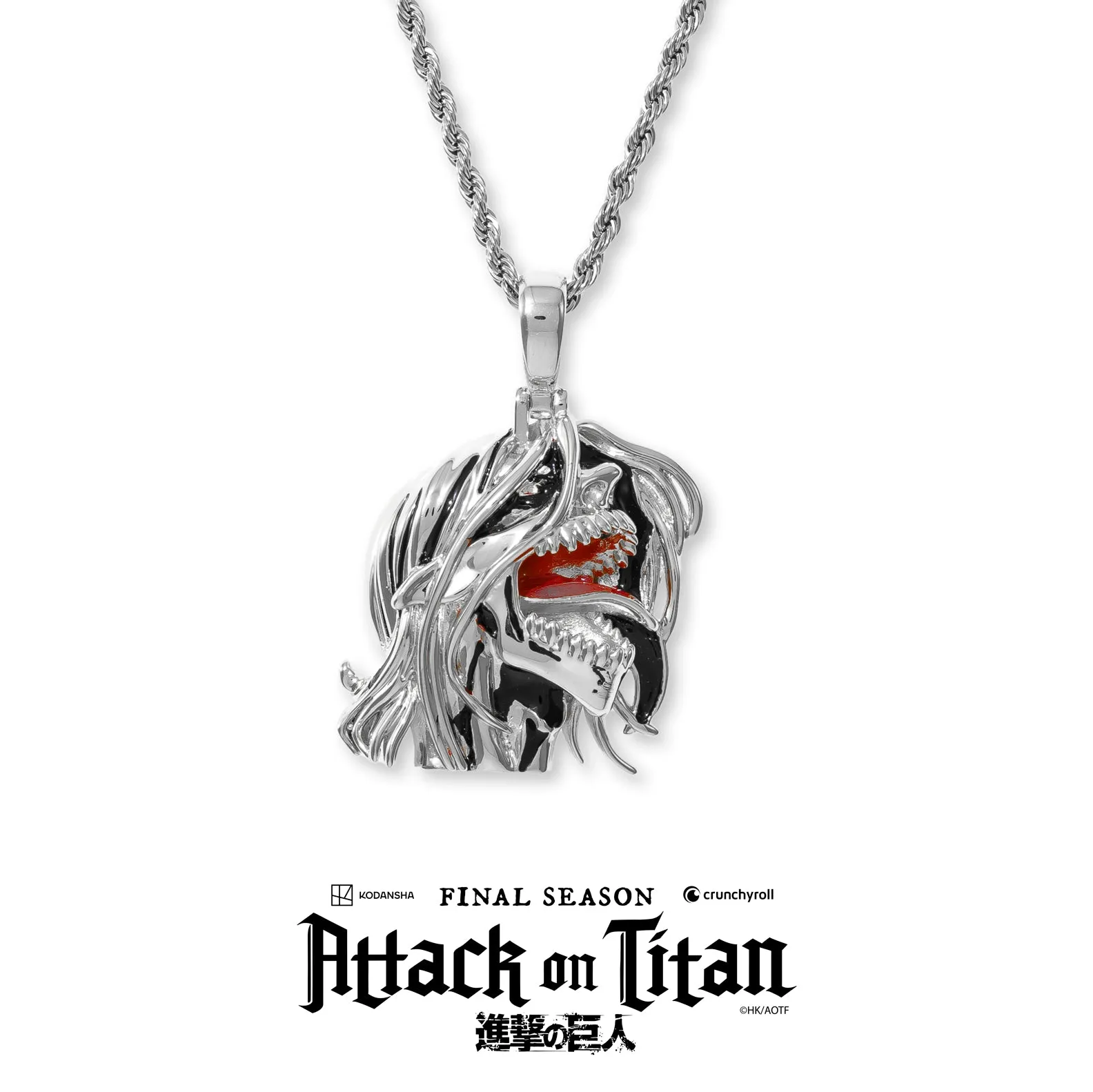 Attack On Titan Eren Roar Necklace Pendant & Rope Chain