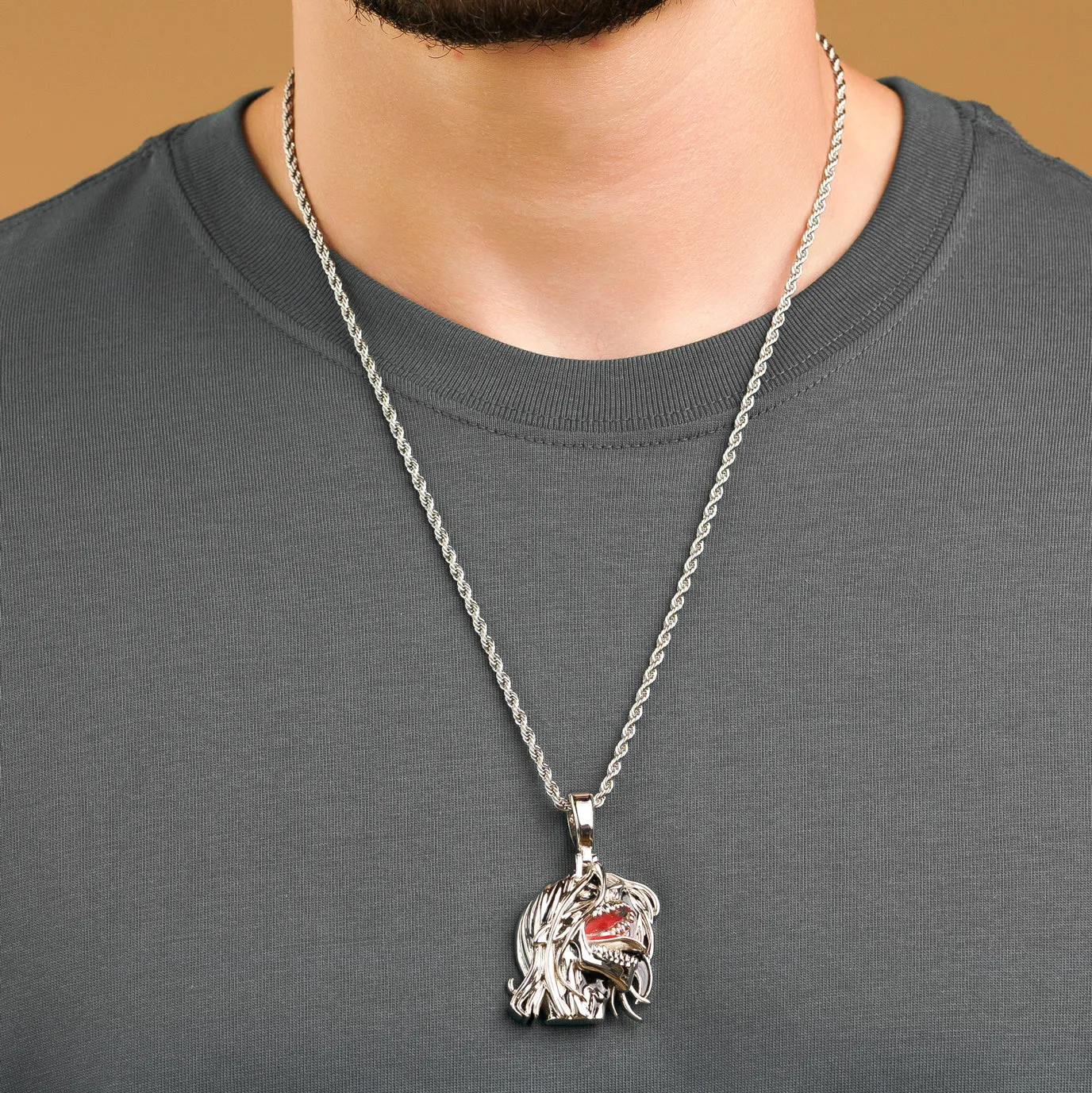 Attack On Titan Eren Roar Necklace Pendant & Rope Chain