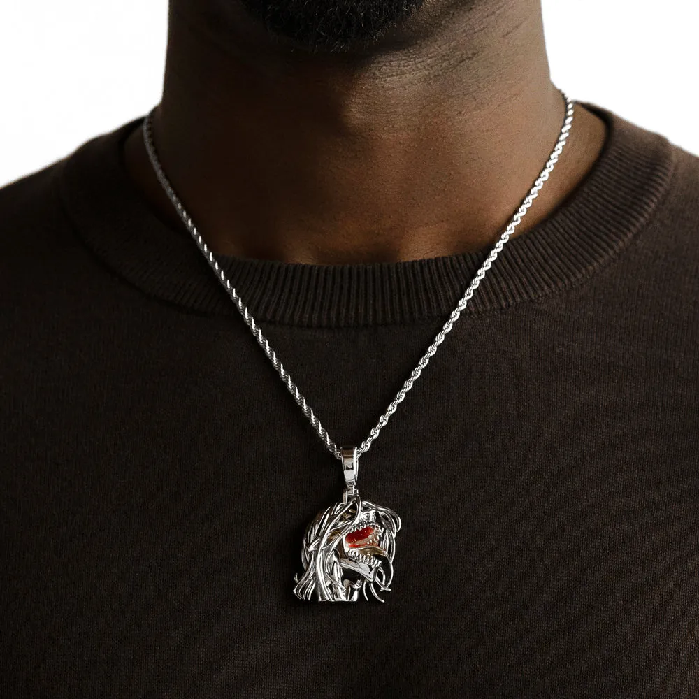 Attack On Titan Eren Roar Necklace Pendant & Rope Chain