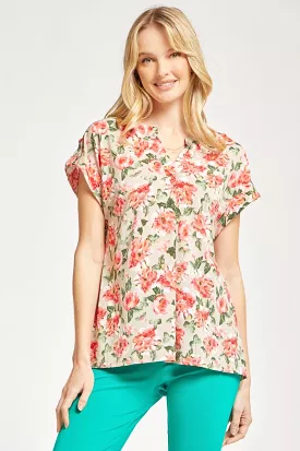 Beige Floral Lizzy Top