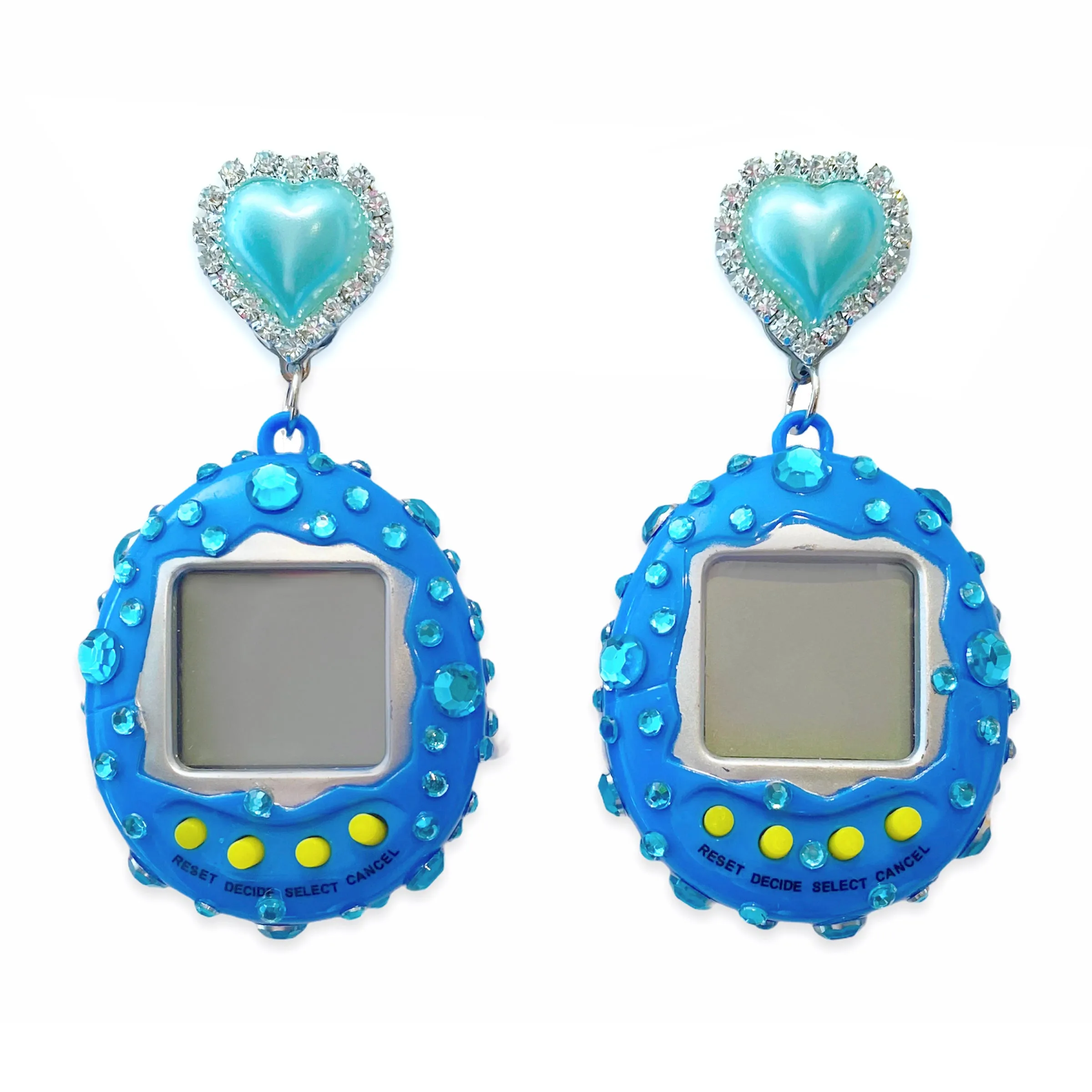 Blue Bedazzled Digital Pet Earrings