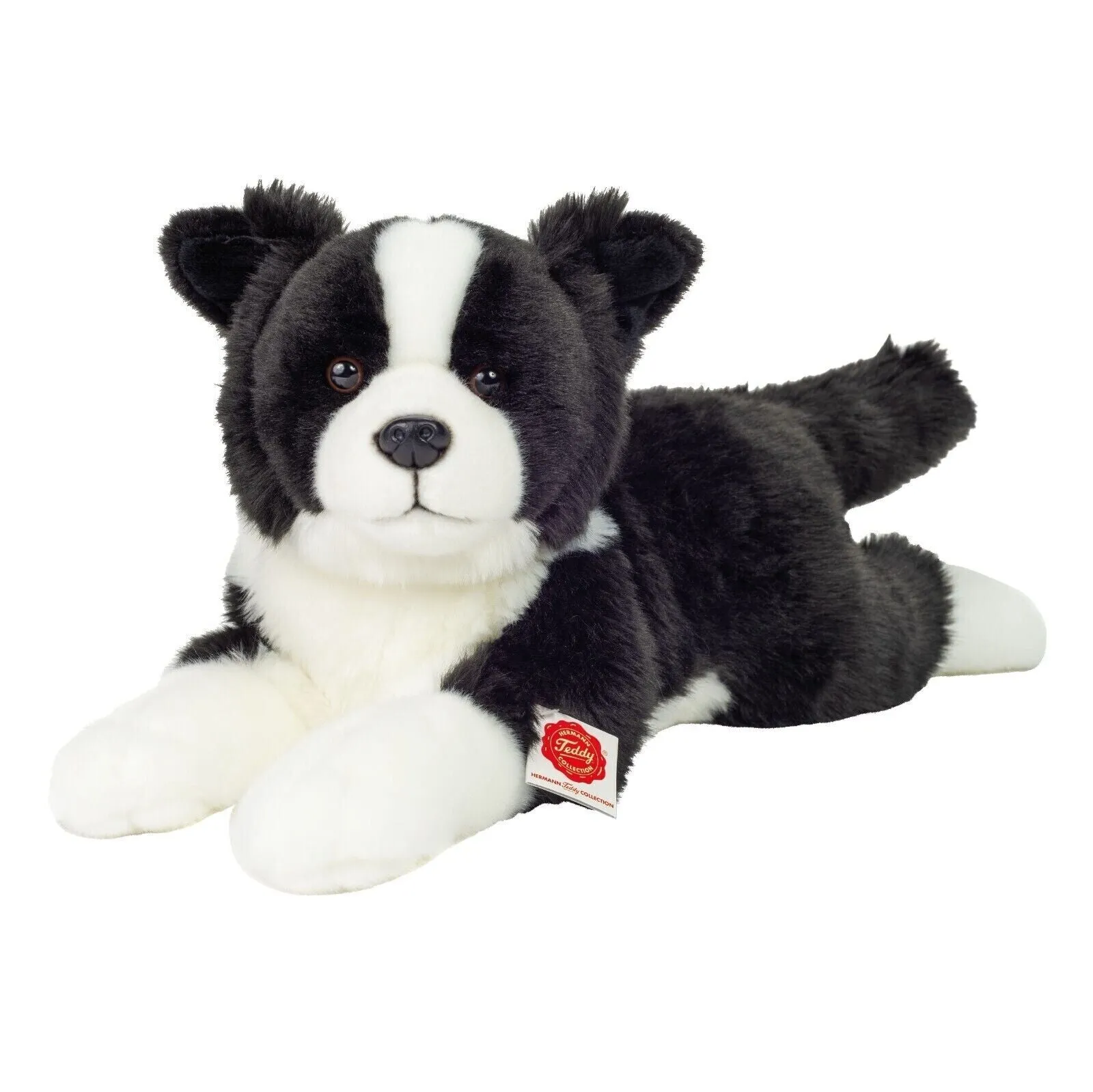 Border Collie Plush 45cm Hermann Teddy Bear Lying Puppy Dog.