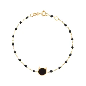 Cat Classic Gigi Black bracelet, Yellow Gold, 6.7