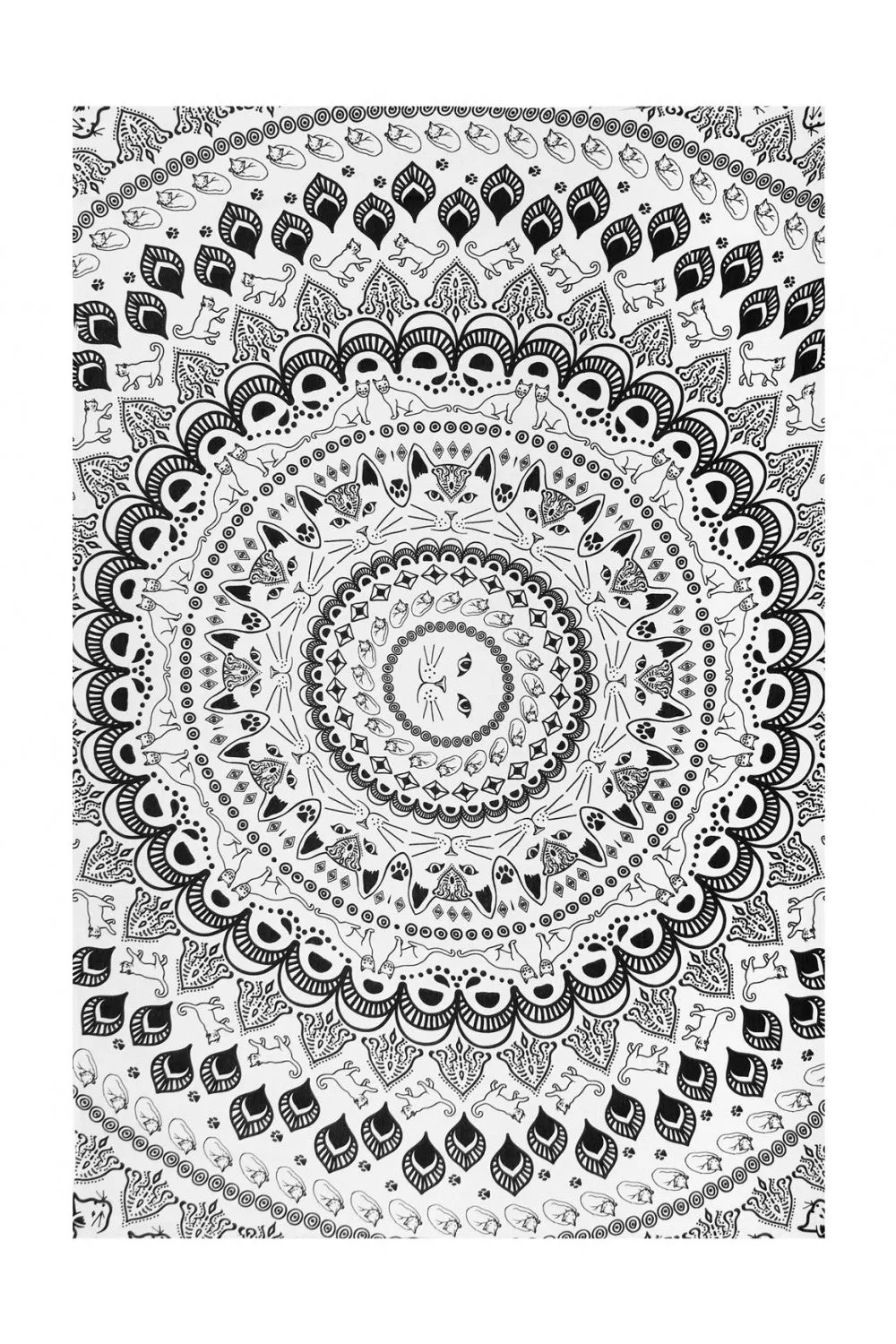 Cat Mandala Black/White