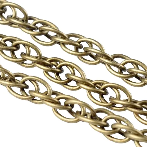 Chain, Iron, Rope Chain, Open Link, Antique Bronze, 4mm