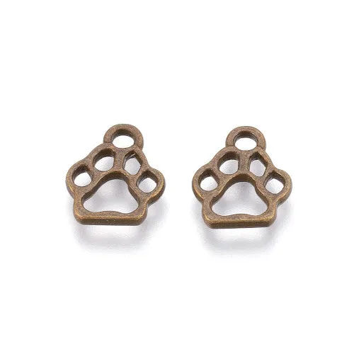 Charms, Tibetan Style, Dog Paw, Antique Bronze, Alloy, 13mm