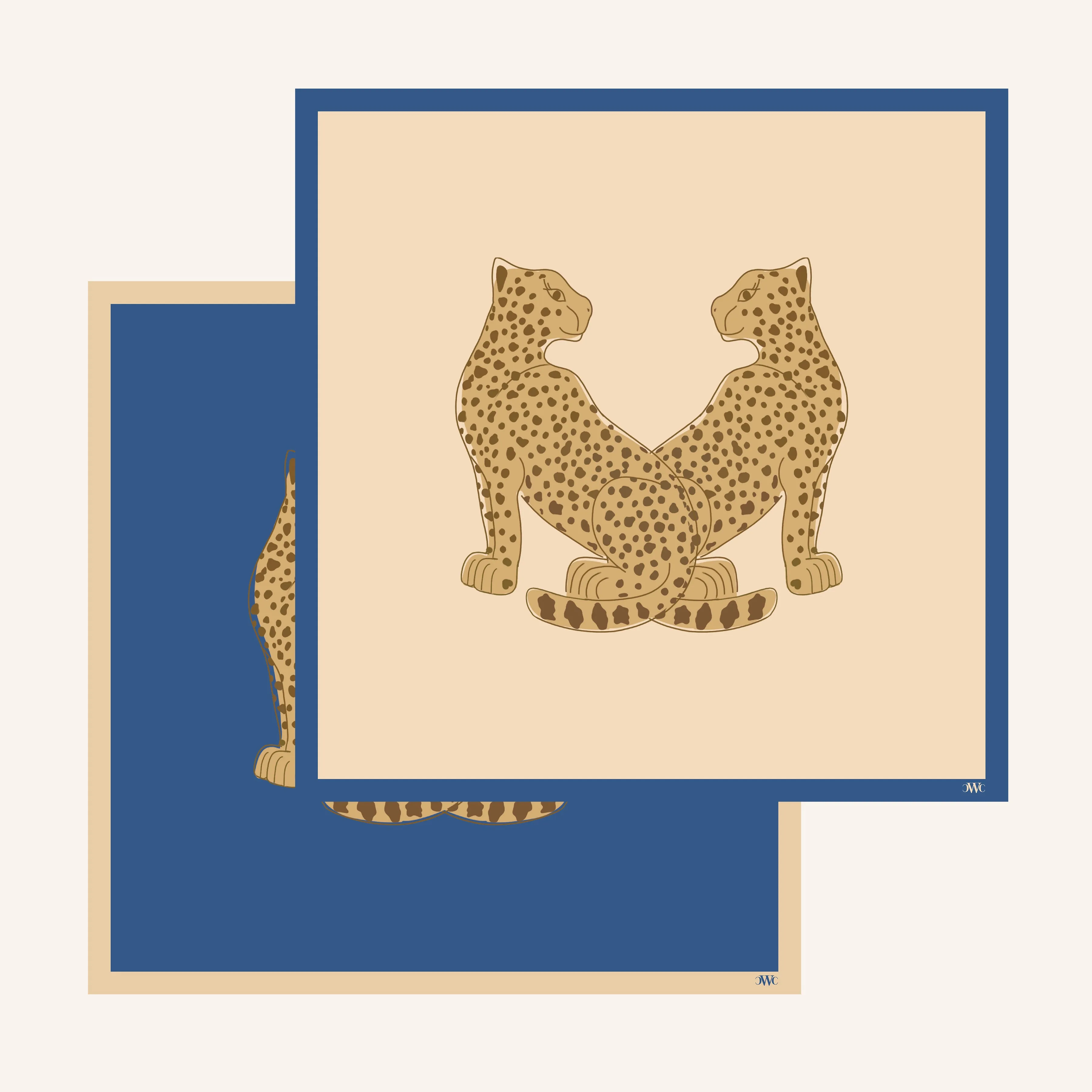 Cheetah Tango (Bone & Indigo) Reversible Placemats, Set of 12