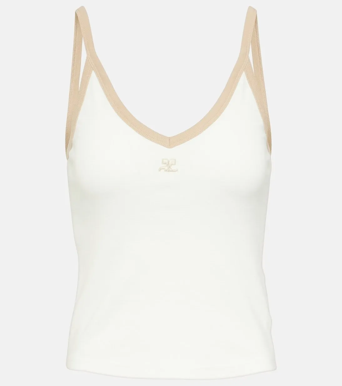 Courreges  |V-Neck Plain Cotton Bridal Logo Tanks & Camisoles