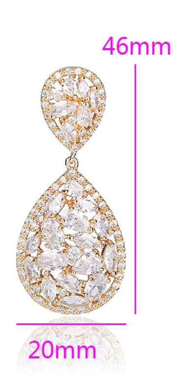 Crystal Bridal Pear Shaped CZ Statement Drop Earrings