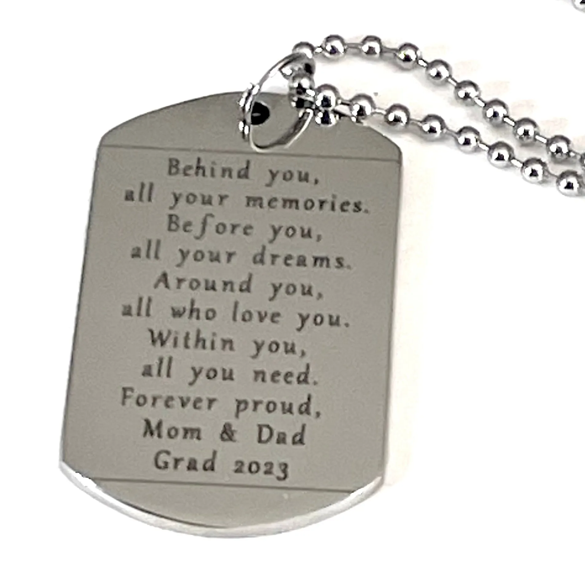 Custom Laser Engraved Stainless Steel Dog Tag Necklace