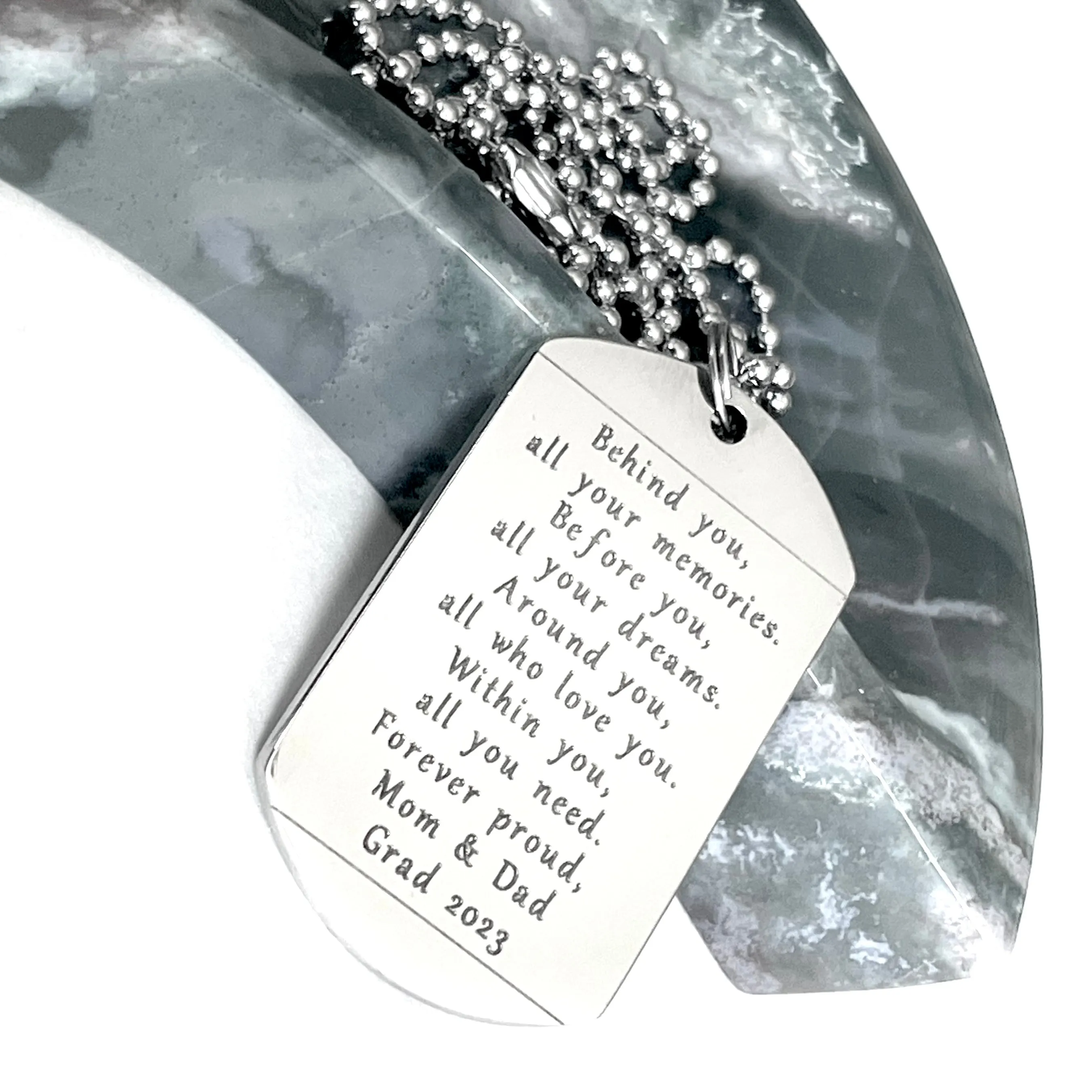 Custom Laser Engraved Stainless Steel Dog Tag Necklace