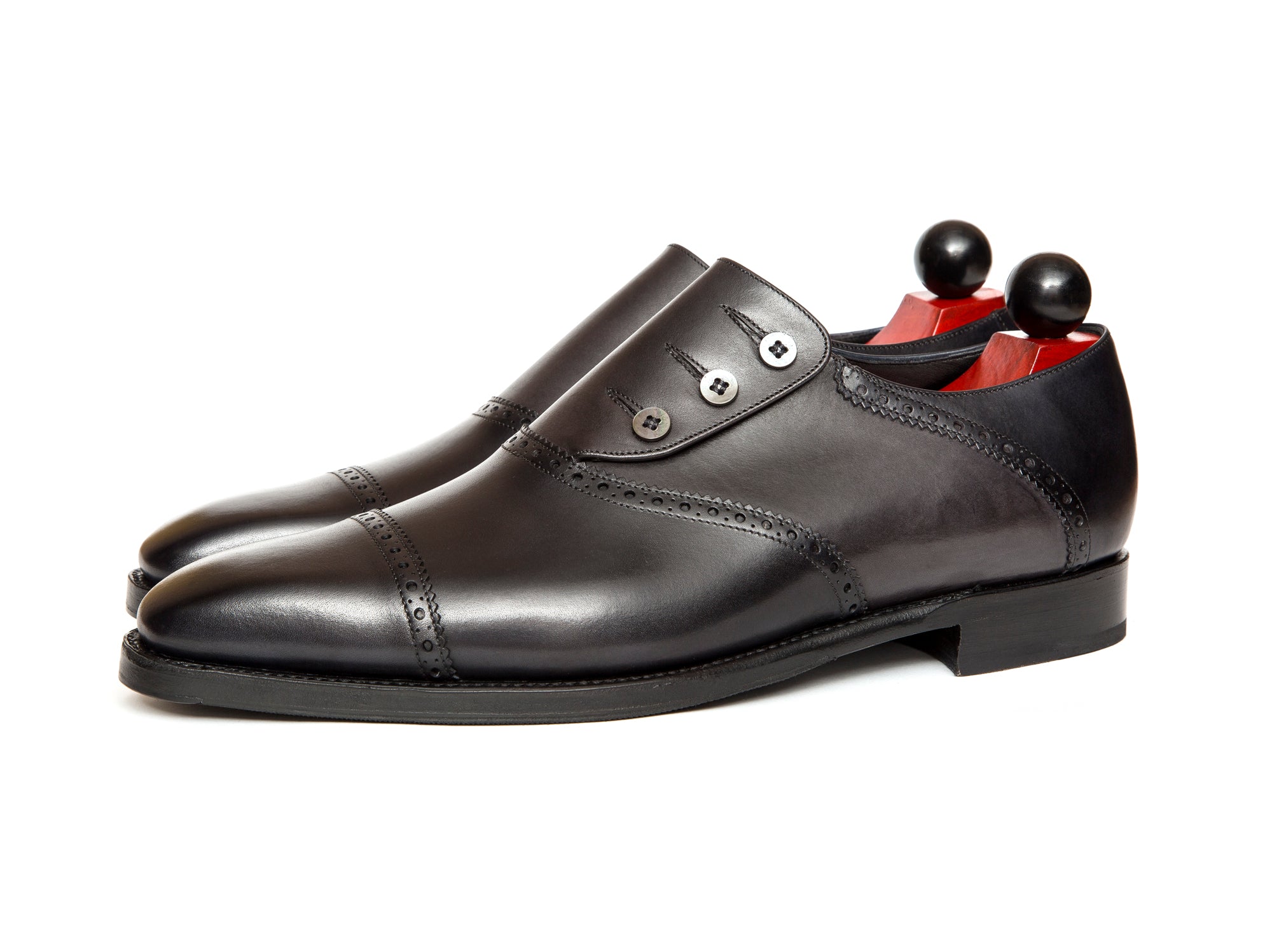 Cyril - MTO - Shaded Black Calf / Shaded Grey Calf - MGF Last - Single Leather Sole