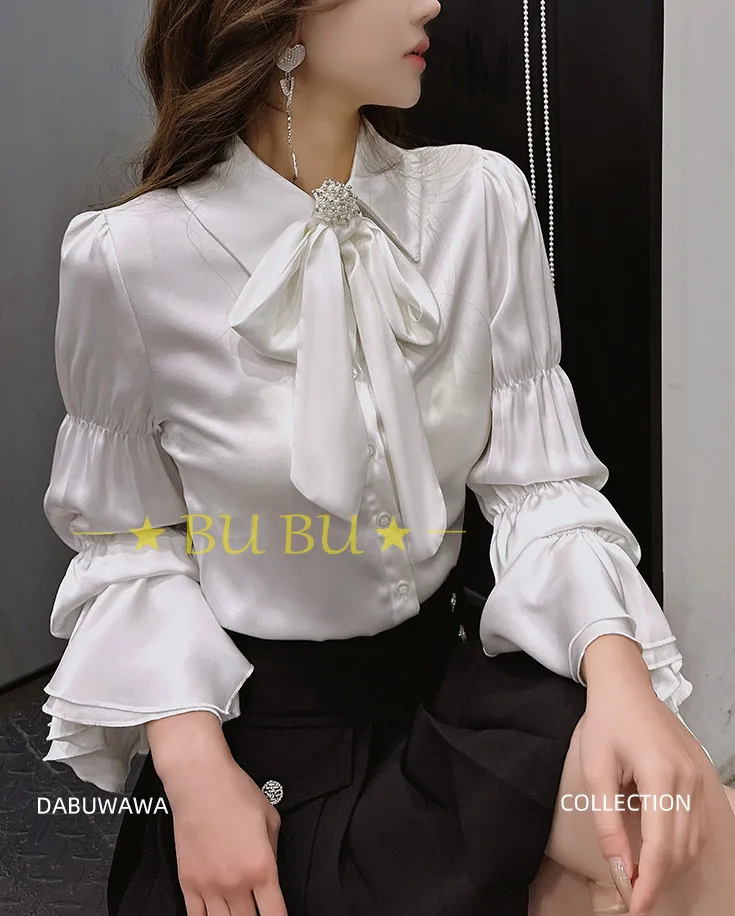 Dabuwawa  |Blended Fabrics Long Sleeves Plain Party Style With Jewels