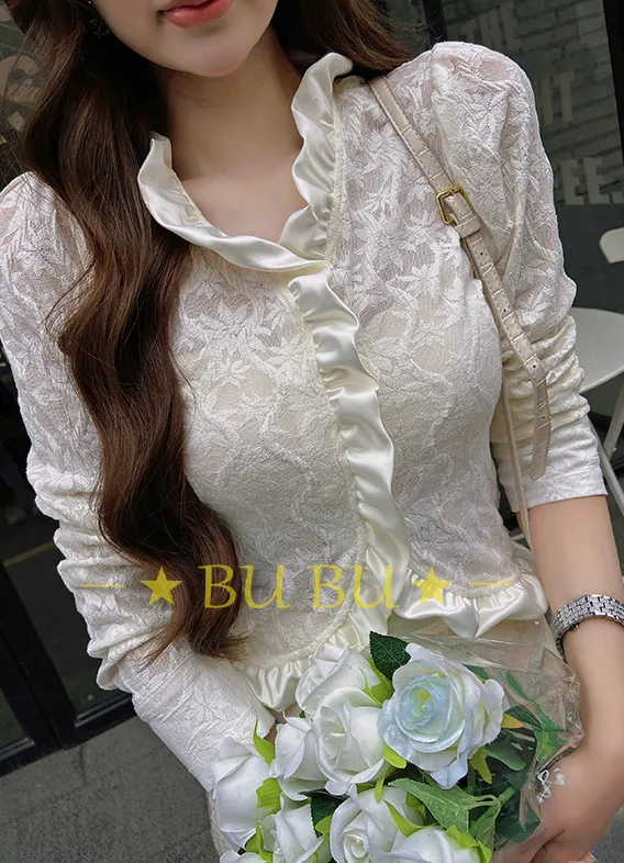 Dabuwawa  |Flower Patterns Blended Fabrics Long Sleeves Party Style