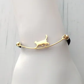 Dani Cat Walking The Wire Corded Slider Bracelet