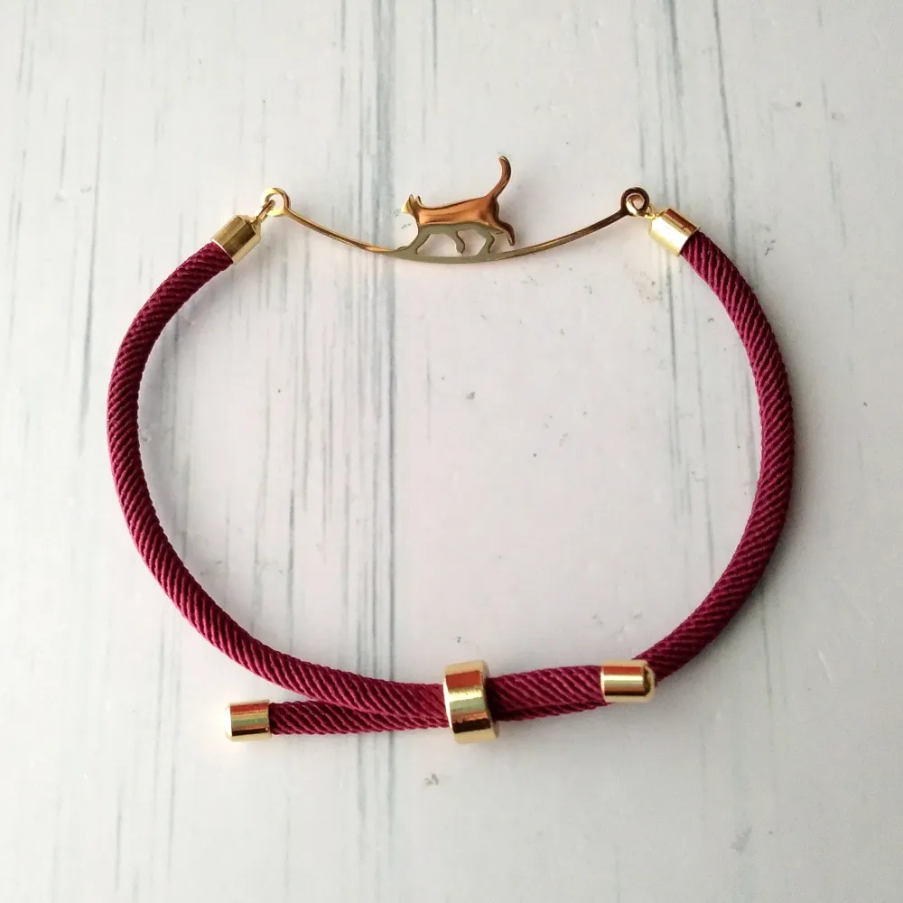 Dani Cat Walking The Wire Corded Slider Bracelet