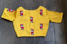 Designer Cotton Blouse - Yellow Bird