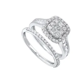 Diamond Dream Cushion Halo Engagement & Wedding Ring Set (1ctw)