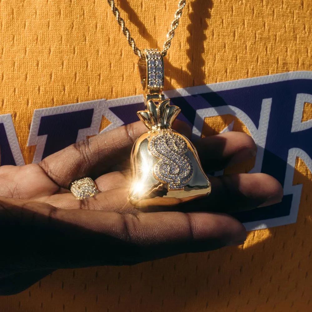 Diamond Moneybag Necklace Pendant by Bread Gang & Rope Chain