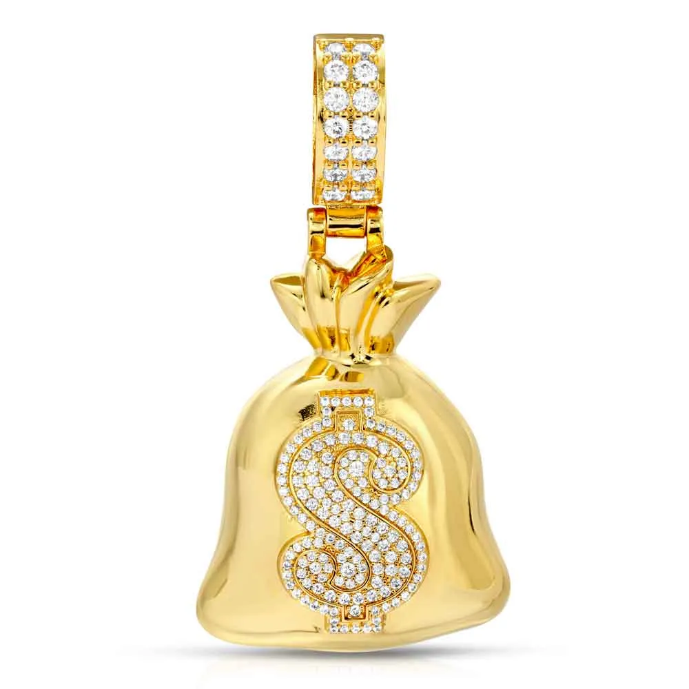 Diamond Moneybag Necklace Pendant by Bread Gang & Rope Chain