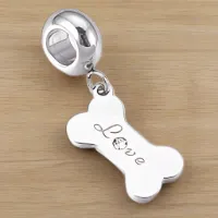 Dog Bone European Charm, Stainless Steel (PRE-ORDER ALLOW 10 DAYS)