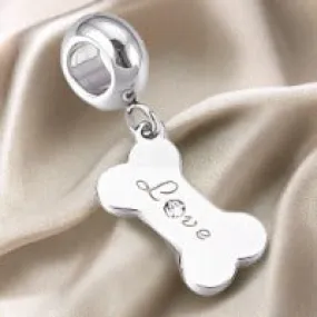 Dog Bone European Charm, Stainless Steel (PRE-ORDER ALLOW 10 DAYS)