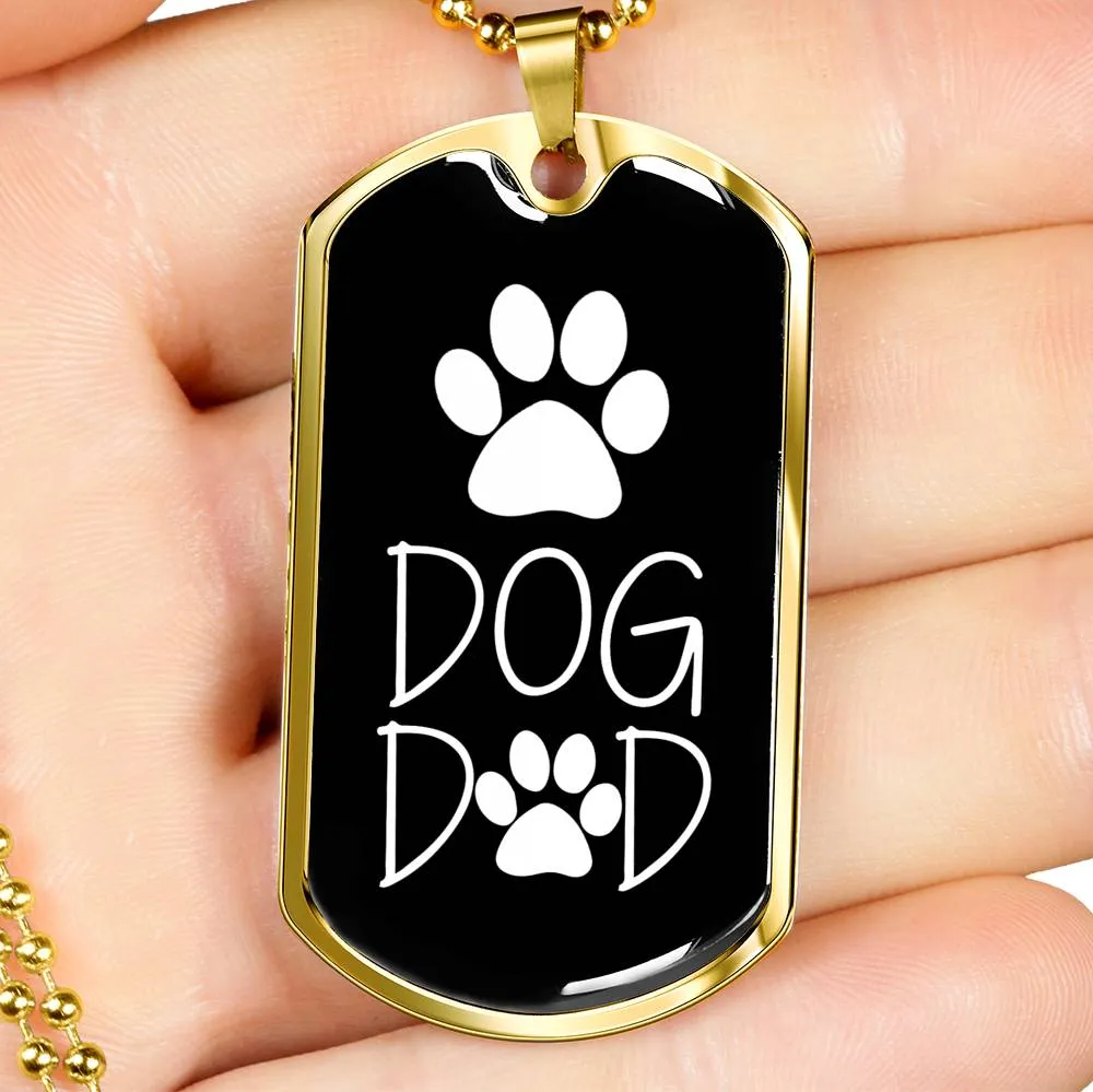 Dog Dad Dog Tag Military Necklace Black