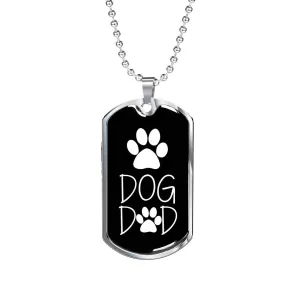 Dog Dad Dog Tag Military Necklace Black