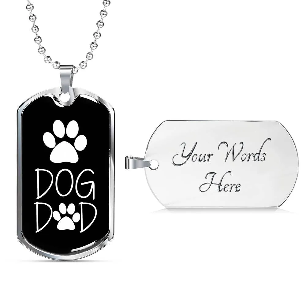 Dog Dad Dog Tag Military Necklace Black