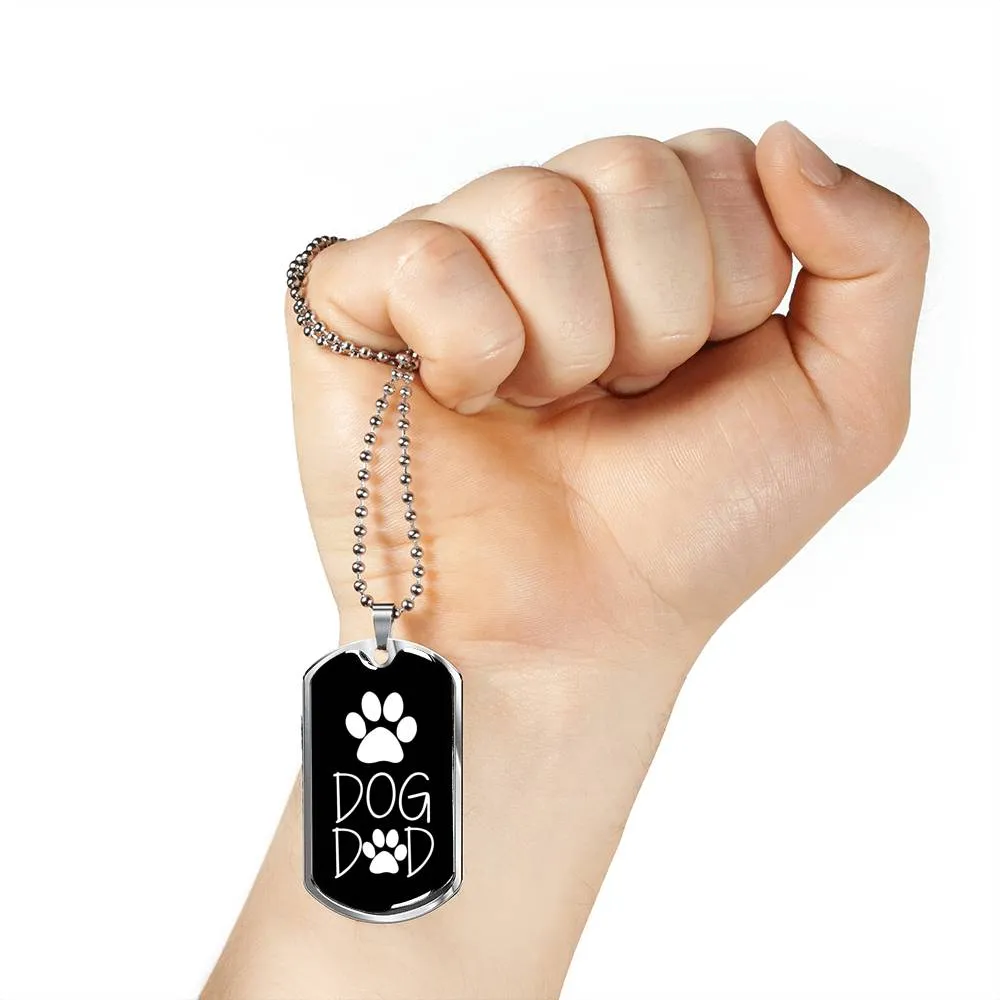 Dog Dad Dog Tag Military Necklace Black