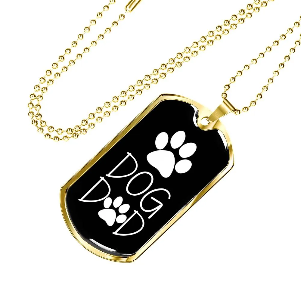 Dog Dad Dog Tag Military Necklace Black