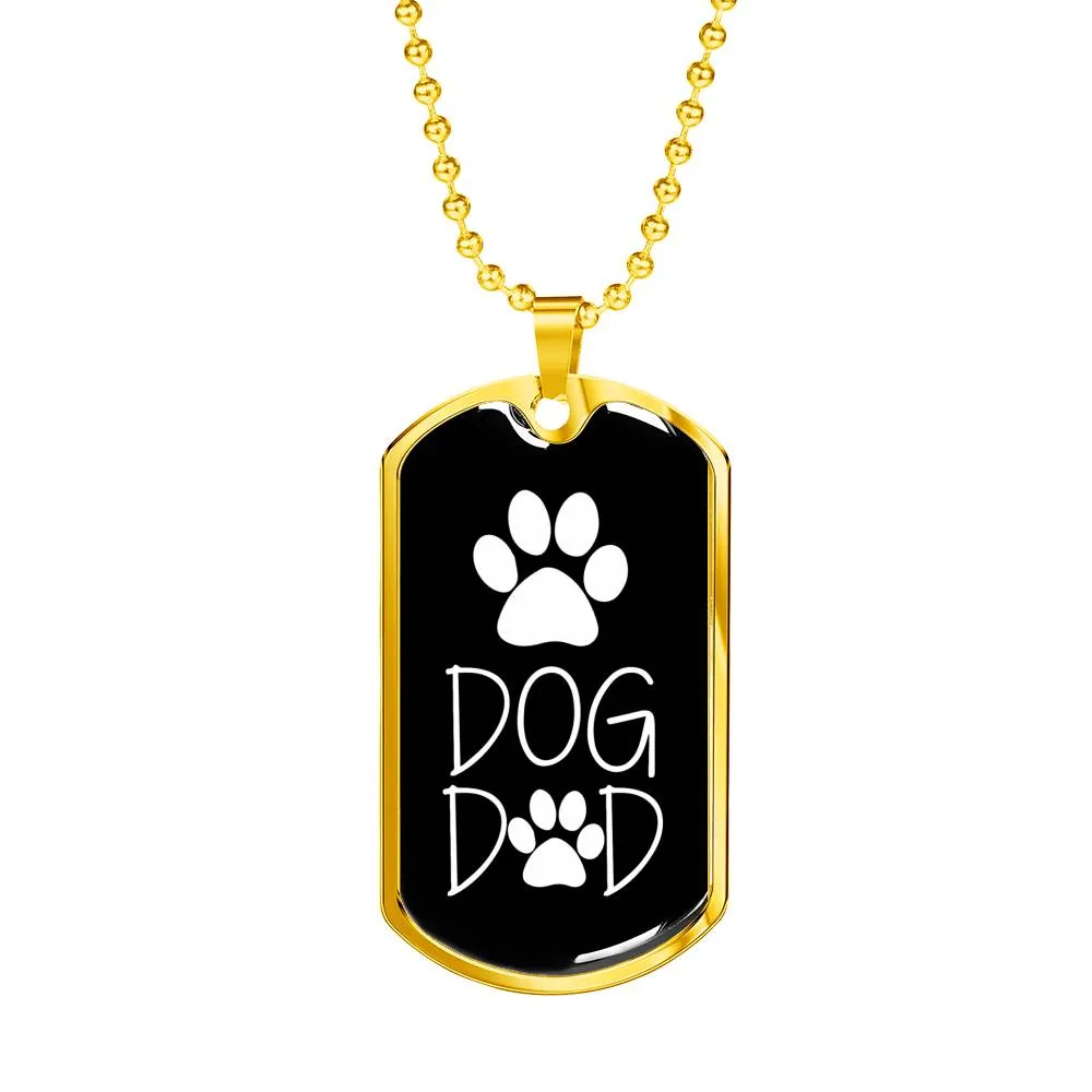 Dog Dad Dog Tag Military Necklace Black