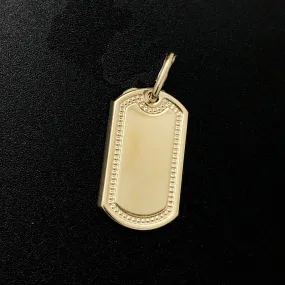 Dog Tag 10K Yellow Gold Pendant