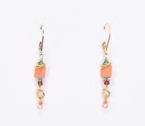 Earrings with Salmon Coral, Apatite, Garnet and Gold-Fill