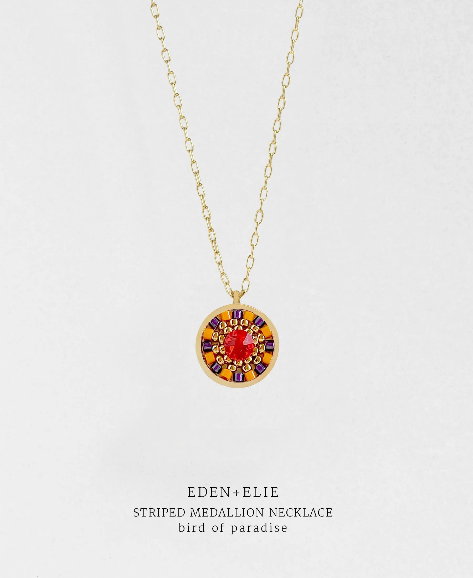 EDEN + ELIE Striped Medallion necklace - Bird of Paradise