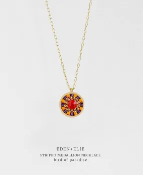 EDEN + ELIE Striped Medallion necklace - Bird of Paradise