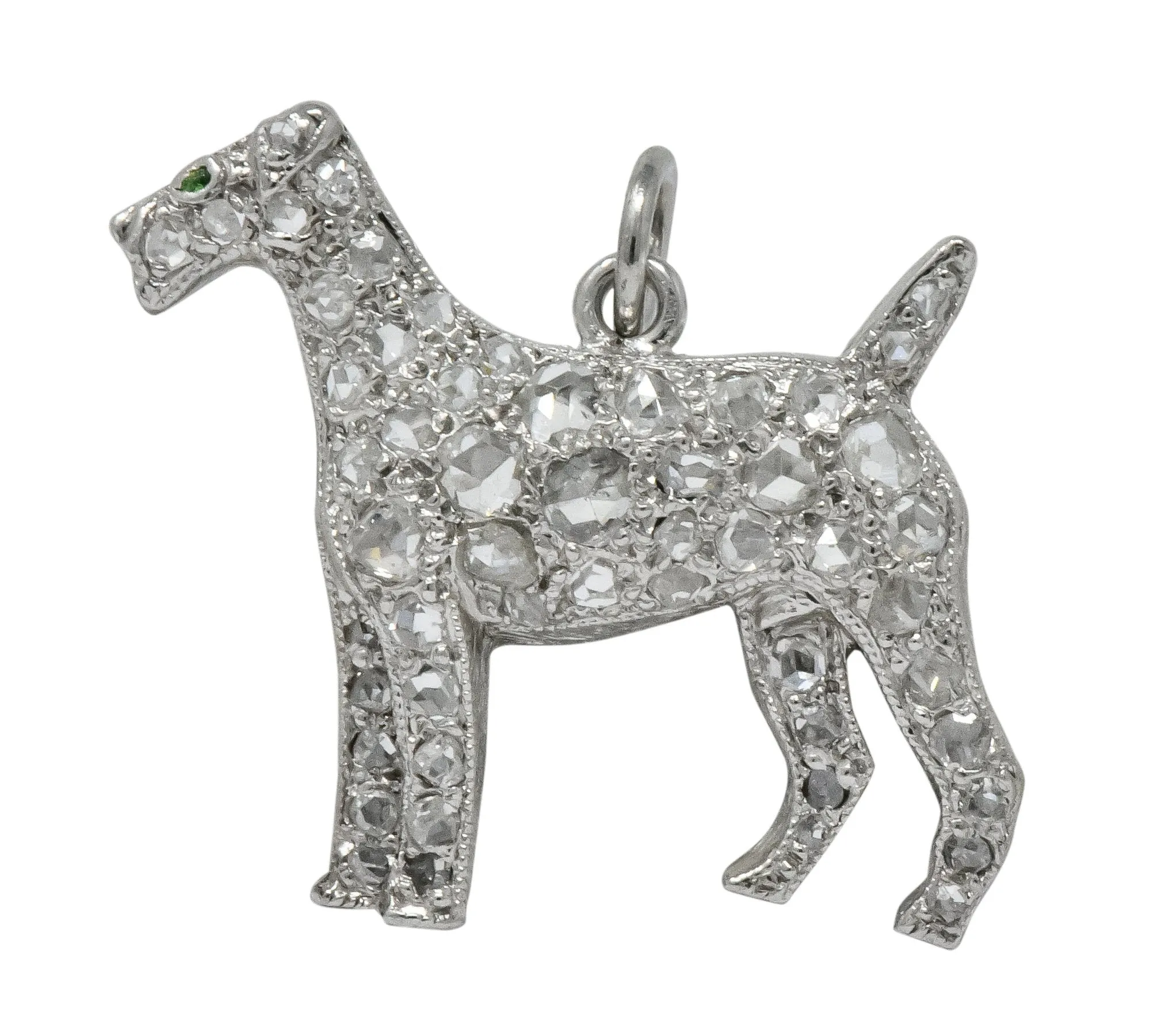 Edwardian 0.50 CTW Diamond Platinum Airedale Terrier Dog Charm