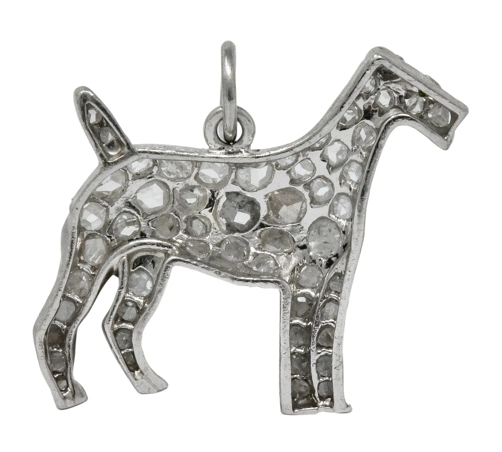 Edwardian 0.50 CTW Diamond Platinum Airedale Terrier Dog Charm