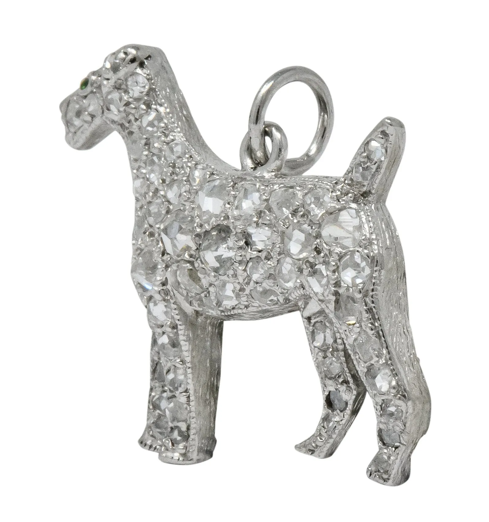 Edwardian 0.50 CTW Diamond Platinum Airedale Terrier Dog Charm