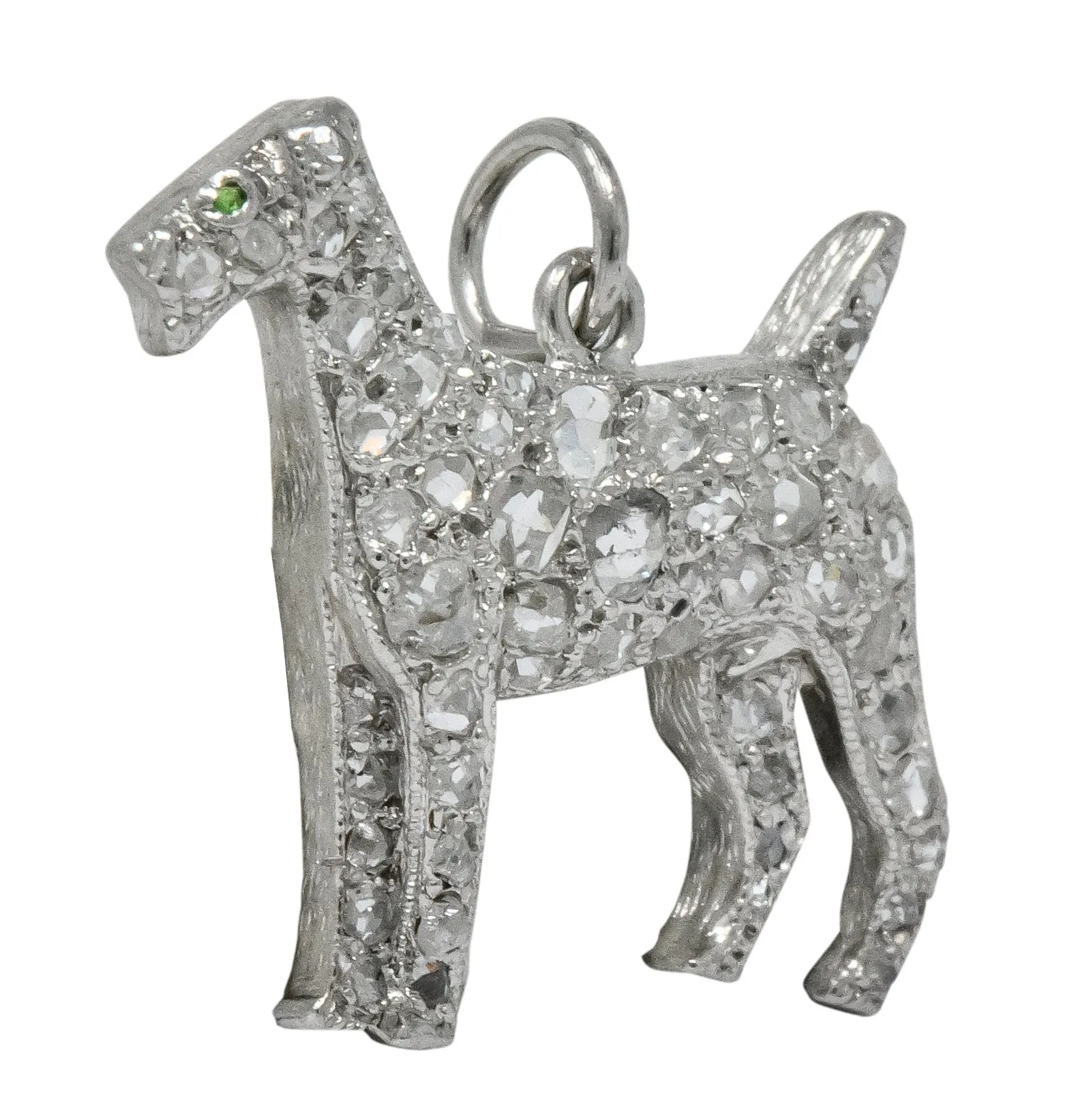 Edwardian 0.50 CTW Diamond Platinum Airedale Terrier Dog Charm