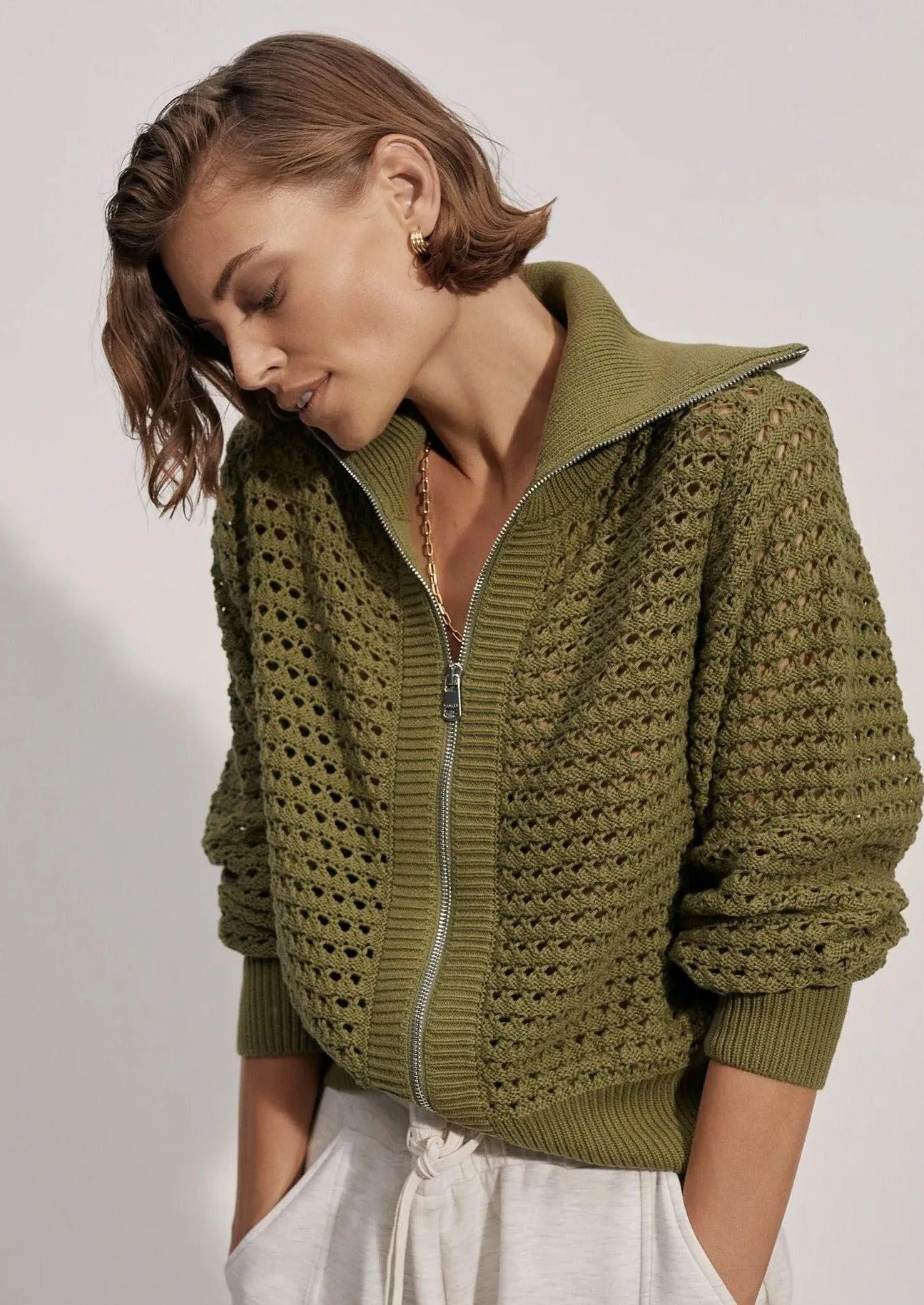 Eloise Zip-Through Knit Fresh Fern