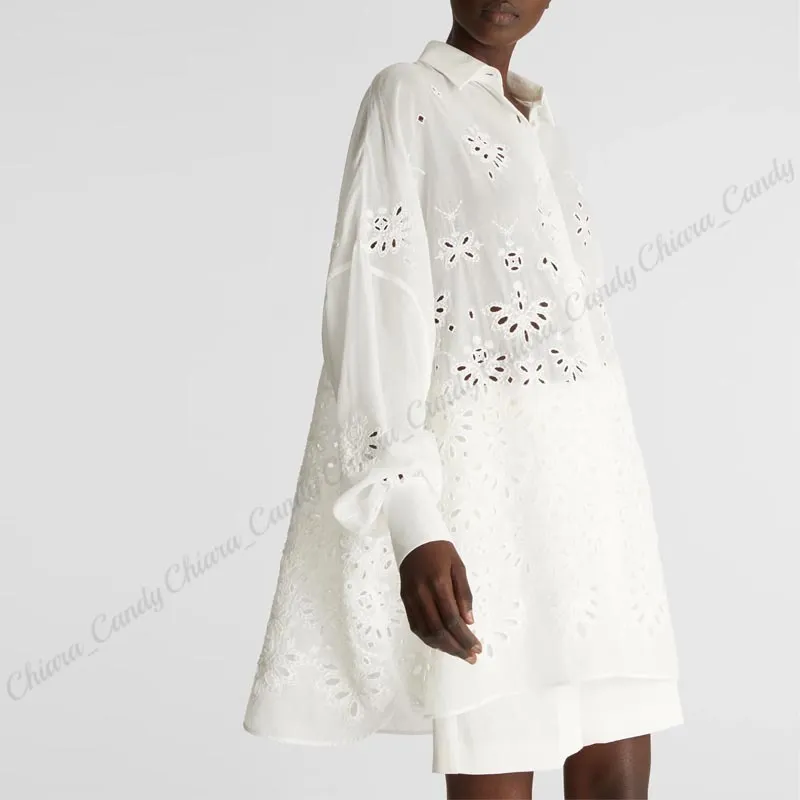 ERMANNO SCERVINO  |Casual Style Long Sleeves Plain Cotton Party Style Lace