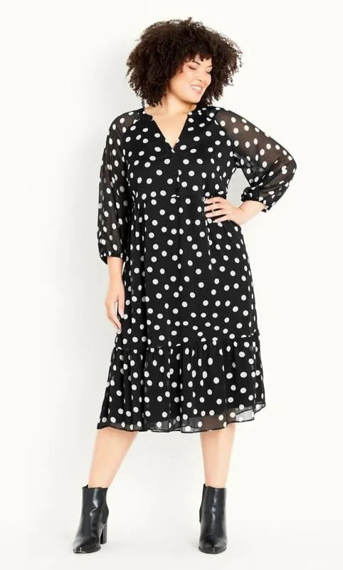 Evans Black Spot Tiered Dress