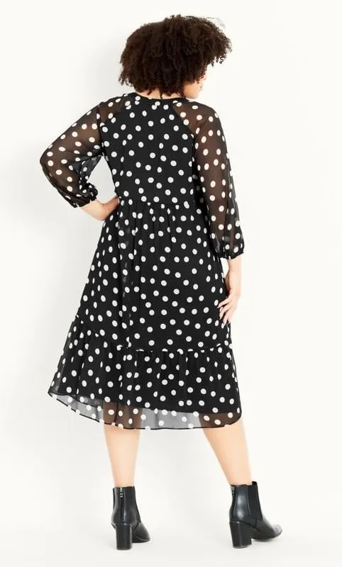 Evans Black Spot Tiered Dress